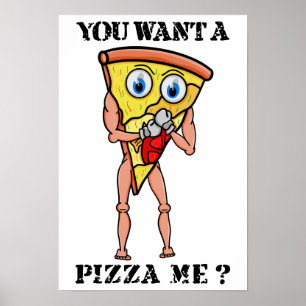 Cartoon Trash Talking Pizza Boxing Poster