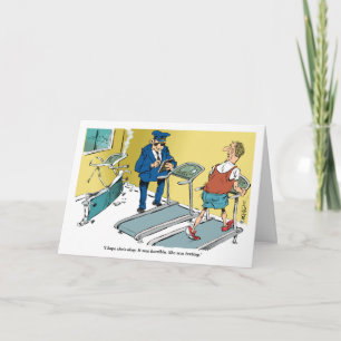 Cartoon treadmill accident during exercise card