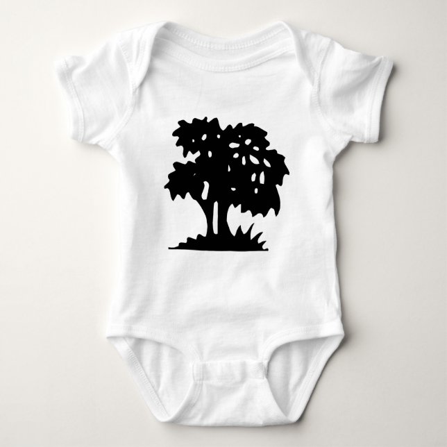 Cartoon Tree - Black Baby Bodysuit (Front)