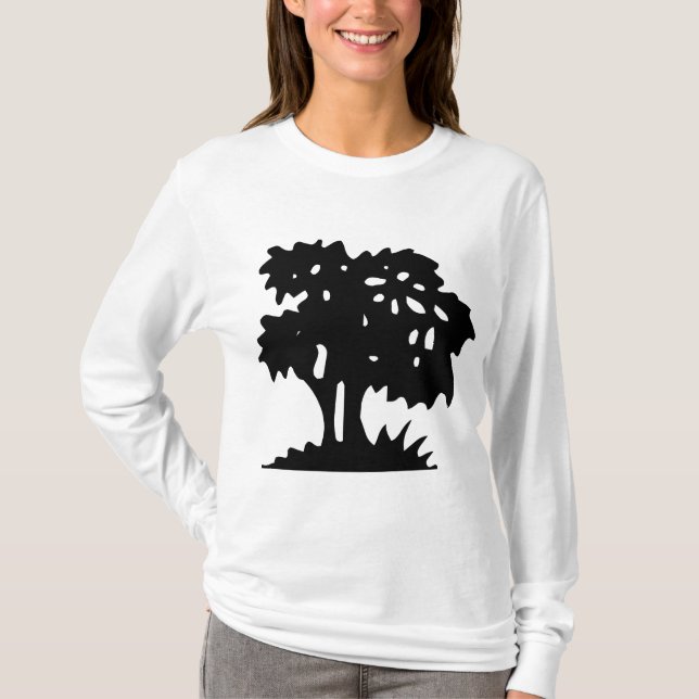 Cartoon Tree - Black T-Shirt (Front)