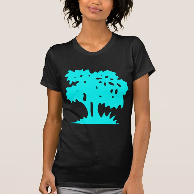 Cartoon Tree - Cyan T-Shirt (Front)