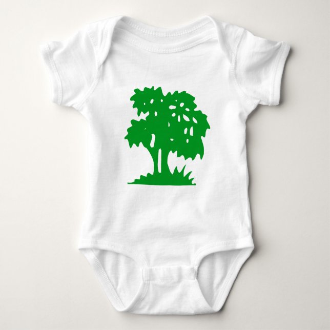 Cartoon Tree - Grass Green Baby Bodysuit (Front)