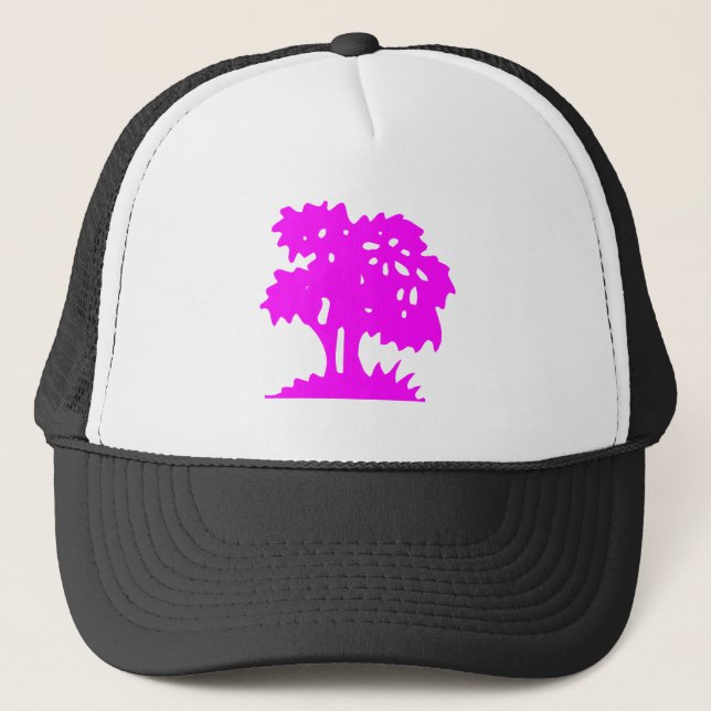 Cartoon Tree - magenta Trucker Hat (Front)