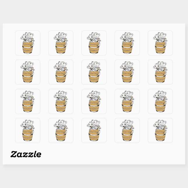 Cartoon tribal monkey square sticker (Sheet)