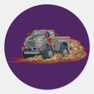 Cartoon truck classic round sticker