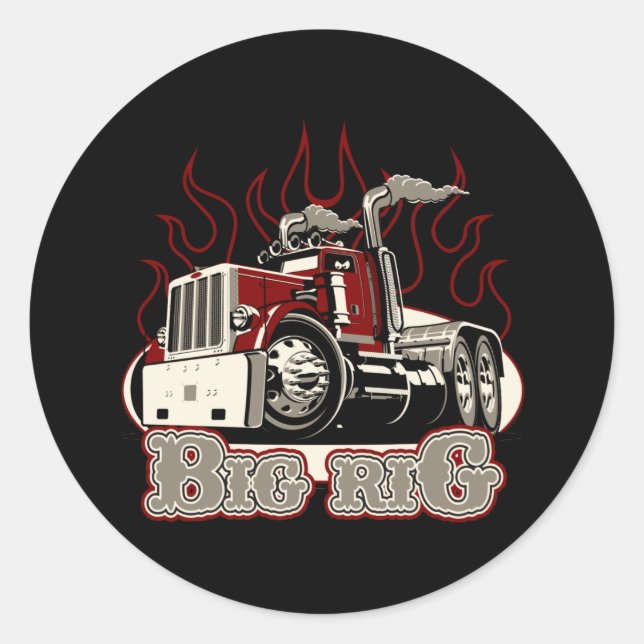 Cartoon truck classic round sticker (Front)