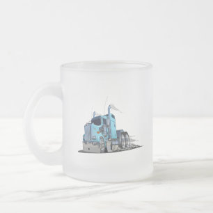 Cartoon truck frosted glass coffee mug