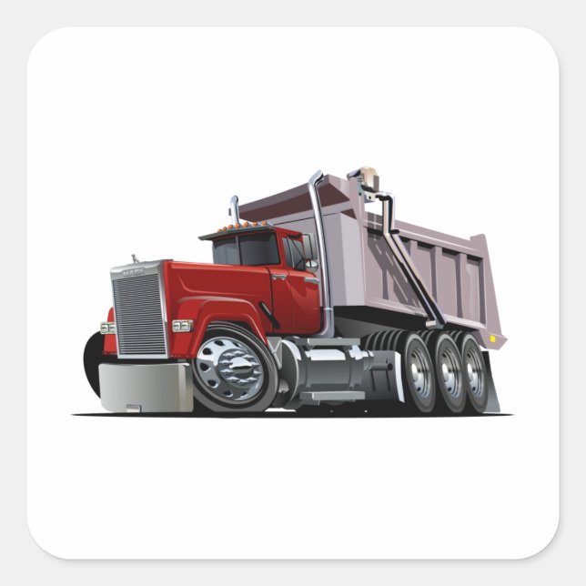 Cartoon truck square sticker (Front)