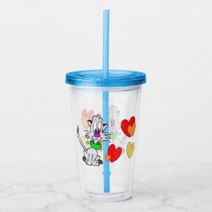 Cartoon Tumbler: Lovely Grey Cat Acrylic Tumbler