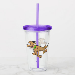 Cartoon Tumbler: Running Happy Dog Acrylic Tumbler