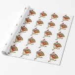 Cartoon turkey wearing a Santa Hat. Wrapping Paper<br><div class="desc">Cartoon turkey wearing a Santa Hat and red scarf. This adorable turkey is dancing with the holiday spirit.</div>