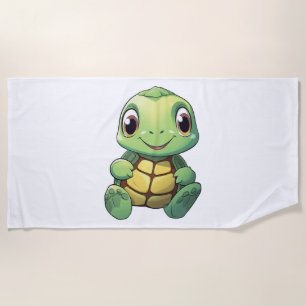Cartoon turtle illustration beach towel