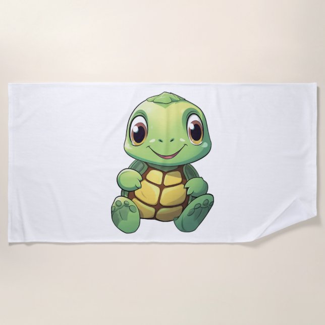 Cartoon turtle illustration beach towel (Front)