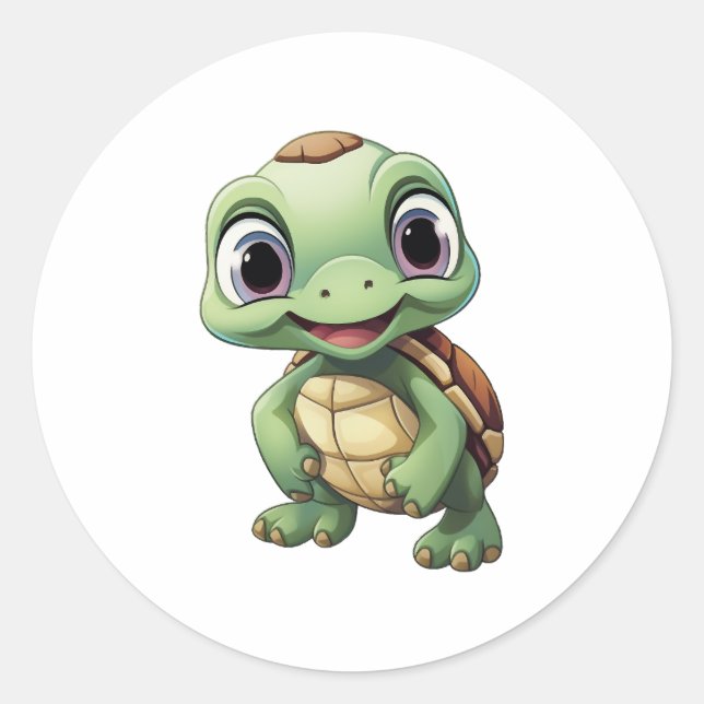 Cartoon turtle illustration Copy Classic Round Sticker (Front)