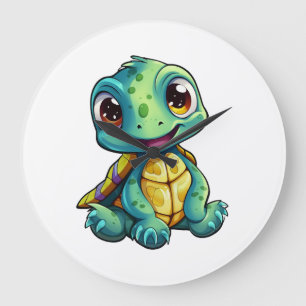 Cartoon turtle illustration Copy Copy Copy Copy Co Large Clock