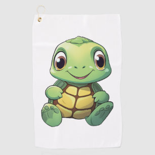 Cartoon turtle illustration golf towel