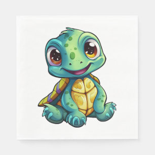 Cartoon turtle illustration napkin