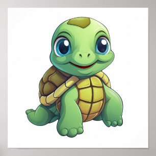 Cartoon turtle illustration poster
