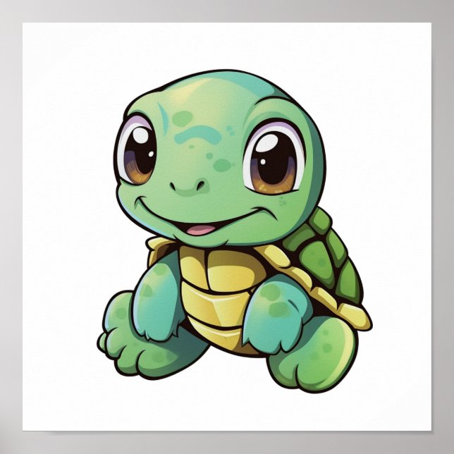 Cartoon turtle illustration poster (Front)