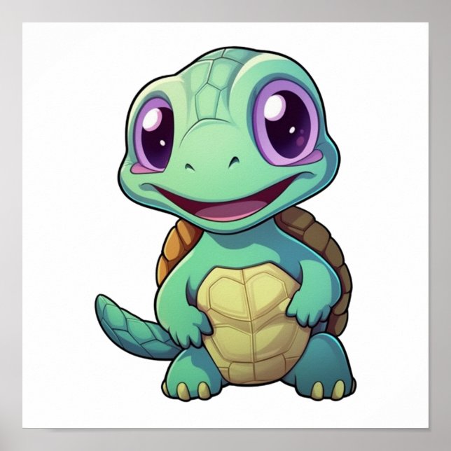 Cartoon turtle illustration poster (Front)