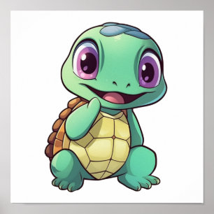 Cartoon turtle illustration poster