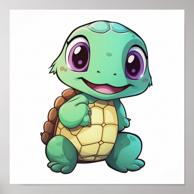 Cartoon turtle illustration poster (Front)