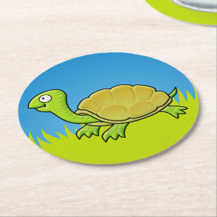 Cartoon Turtle Round Paper Coaster