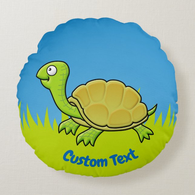 Cartoon Turtle Round Pillow (Front)