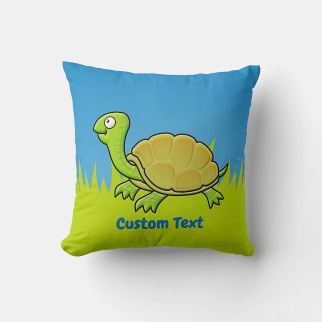 Cartoon Turtle Throw Pillow (Front)