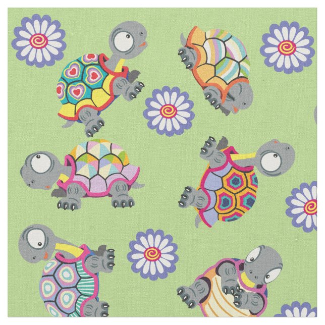 cartoon turtles fabric (Close Up)