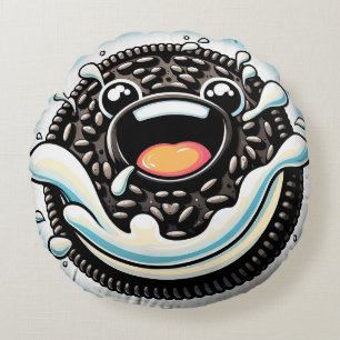 Cartoon Twist Black and White Cookie Round Pillow 