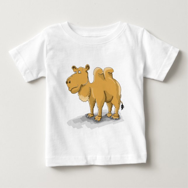 Cartoon Two hump camel walking in the desert Baby T-Shirt (Front)