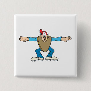 cartoon ump umpire calling SAFE 15 Cm Square Badge