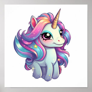 Cartoon unicorn illustration poster