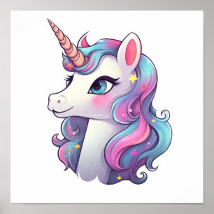 Cartoon unicorn illustration poster