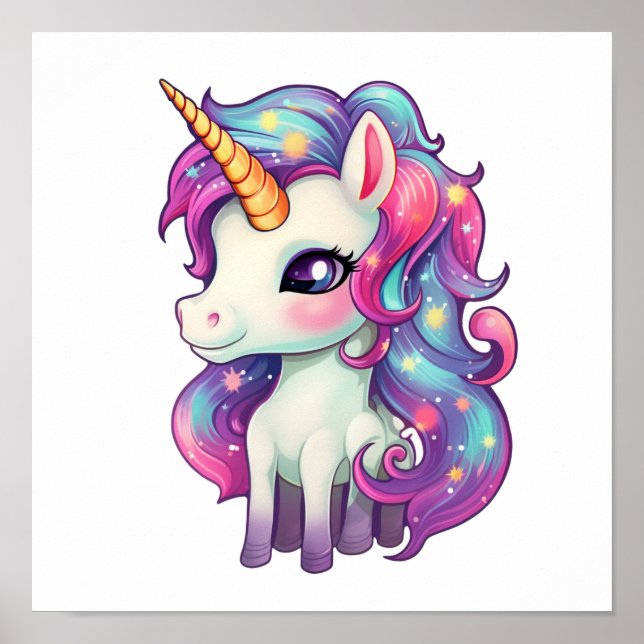 Cartoon unicorn illustration poster (Front)