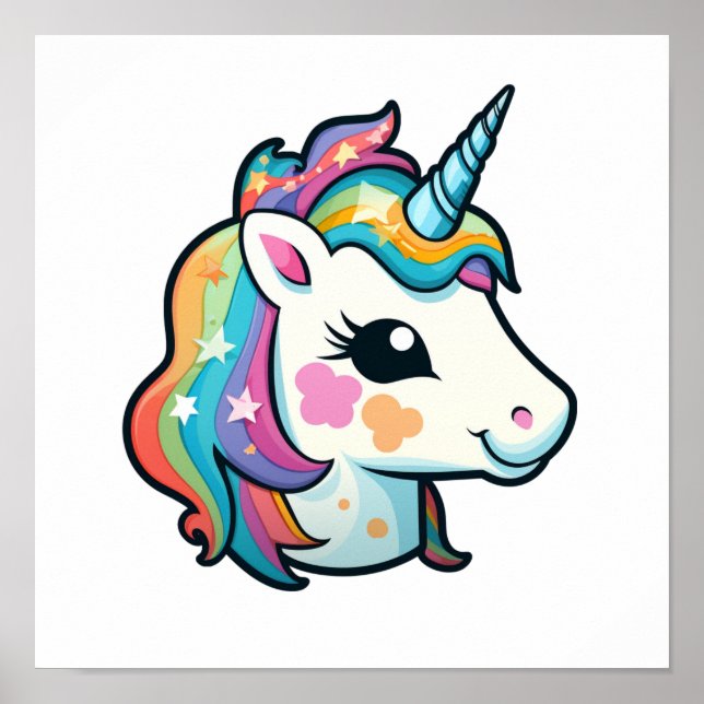 Cartoon unicorn illustration poster (Front)