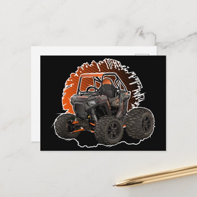 Cartoon UTV off-road vehicle Postcard (Front/Back In Situ)