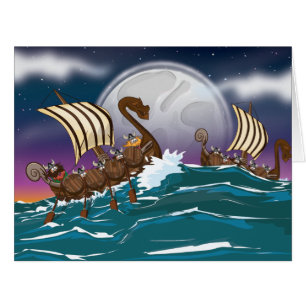 Cartoon Viking invasion fleet