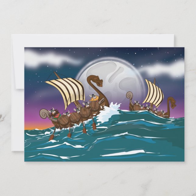 Cartoon Viking invasion fleet (Front)