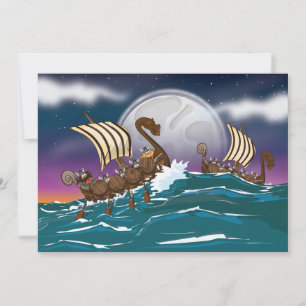 Cartoon Viking invasion fleet