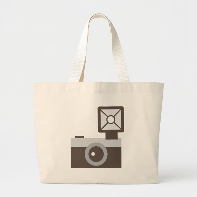 Cartoon Vintage Camera Large Tote Bag (Front)
