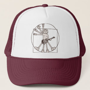 Cartoon Vitruvian Rocker Trucker Hat