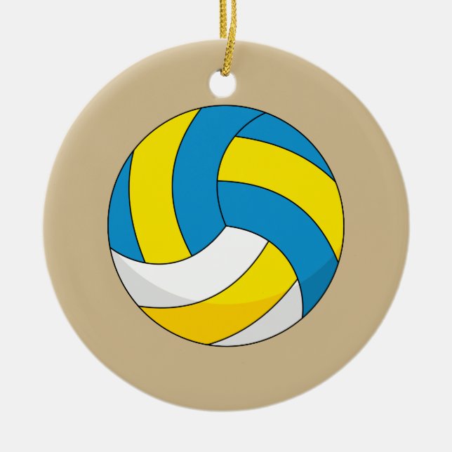 Cartoon Volleyball Ball Ceramic Tree Decoration (Front)