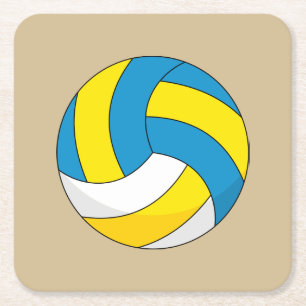 Cartoon Volleyball Ball Square Paper Coaster