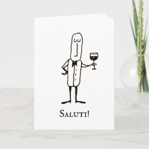 Cartoon Waiter E Congratulazioni Italian Card