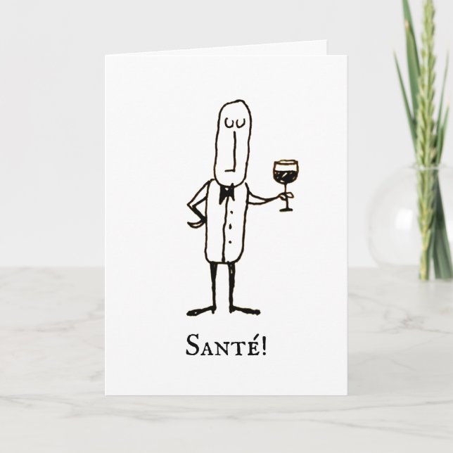 Cartoon Waiter Joyeux Anniversaire Birthday Card (Front)