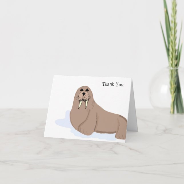 Cartoon Walrus Thank You Card (Front)