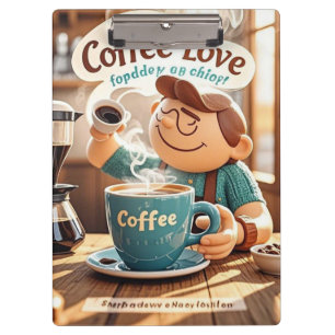 Cartoon warm cosy cafe coffee lover style  clipboard