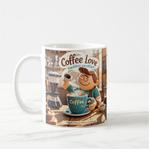 Cartoon warm cosy cafe coffee lover style mug